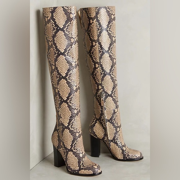 Sam Edelman Shoes - Sam Edelman Rylan Boots Snake skin Heeled Boots sold at Anthropologie 8.5